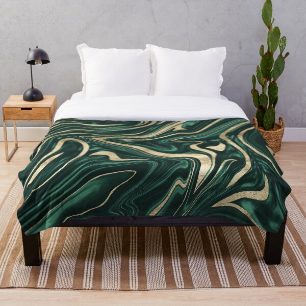 Emerald Green Black Gold Marble #1 #decor #art Throw Blanket