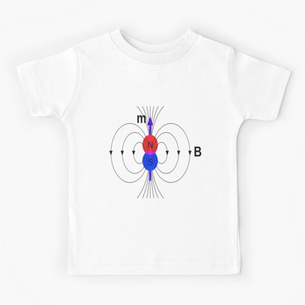 A #magnetic #dipole is the limit of either a closed loop of #electric #current or a pair of poles as the dimensions of the source are reduced to zero while keeping the magnetic moment constant Kids T-Shirt
