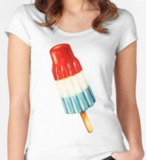 Bomben-Pop-Muster Tailliertes Rundhals-Shirt