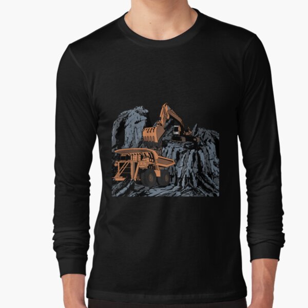 Excavator Loading Mining Dump Truck Long Sleeve T-Shirt
