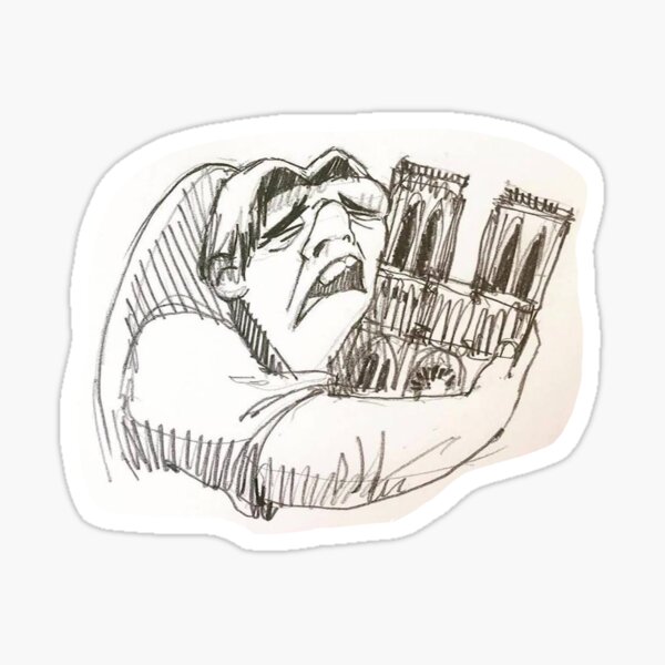 Notre Dame de Paris cathedral on fire 15 april 2019 The Hunchback Sticker