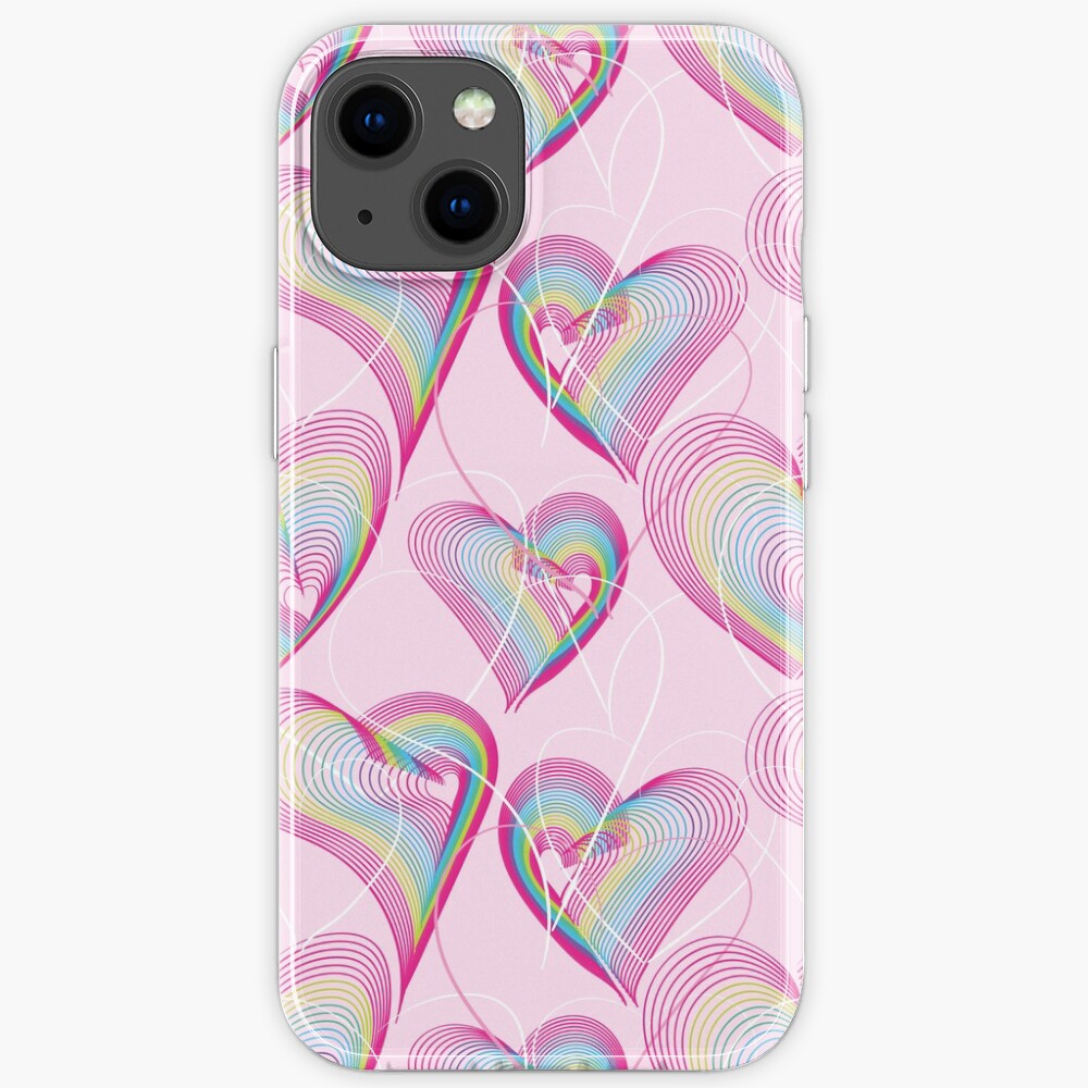 Candy rainbow hearts pattern iPhone Case