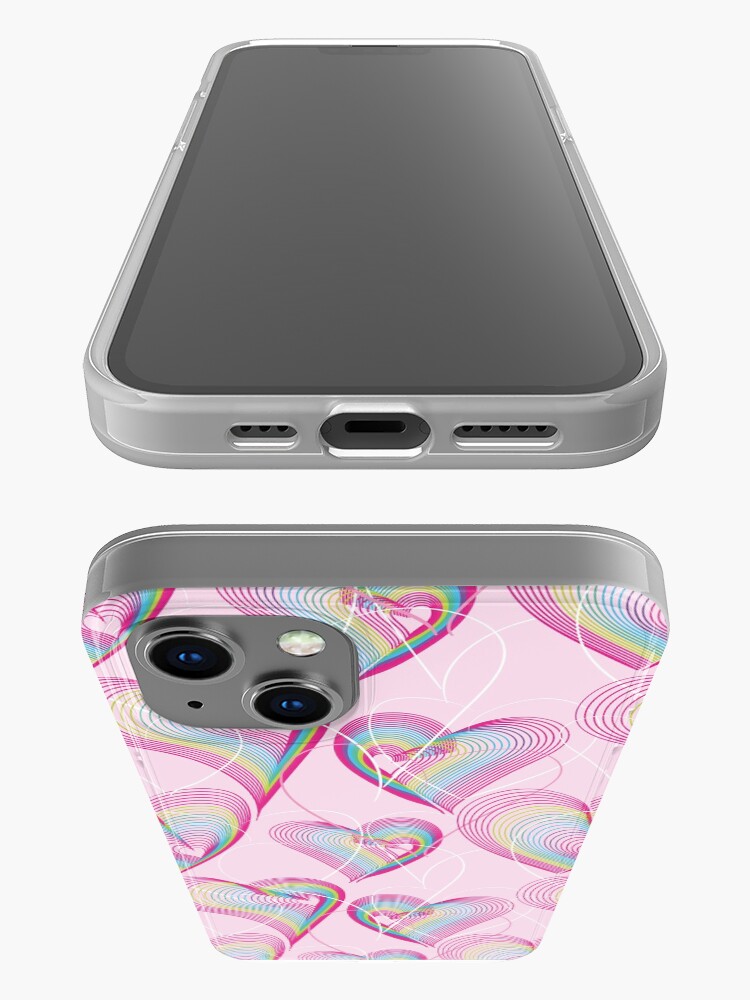Alternate view of Candy rainbow hearts pattern iPhone Case