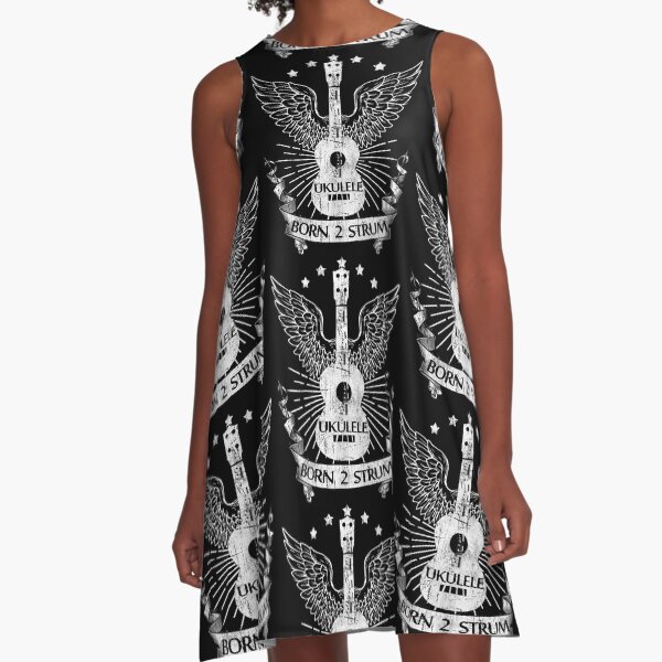 UKULELE ROCK - BORN TO STRUM A-Line Dress