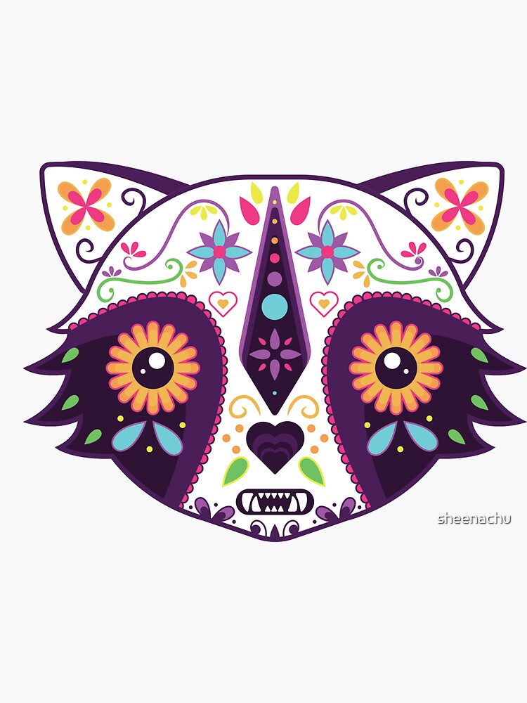 "Sugar Skull Raccoon " Sticker by sheenachu | Redbubble