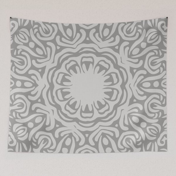Item preview, Grey Abstract Floral Explosion Mandala designed and sold by Mia Harper Design.
