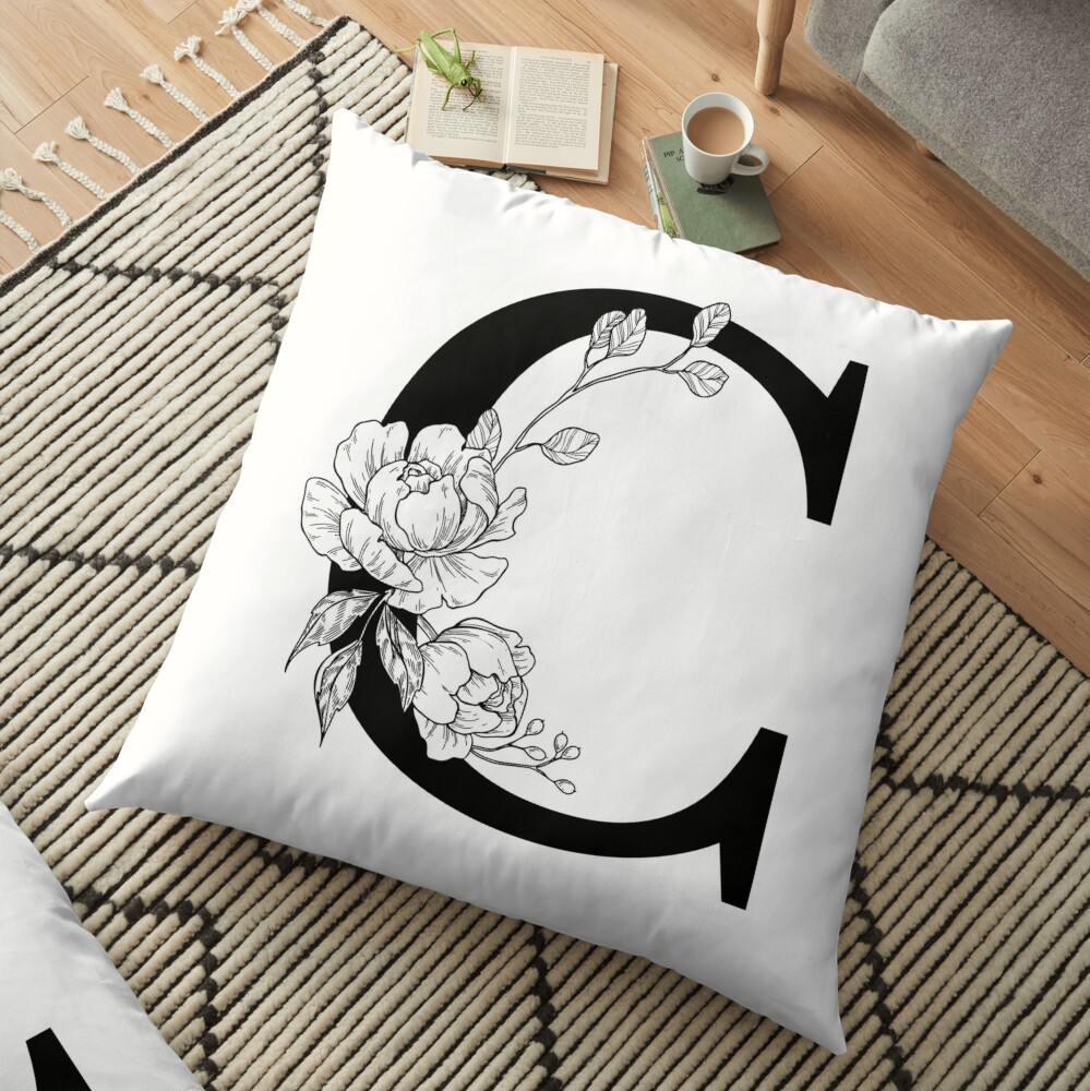  Coussin  de sol  C Monogramme botanique Dessin  d taill  