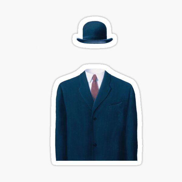 Man In a Bowler Hat by Rene Magritte, Artwork For Prints, Posters, Tshirts, Bags, Men Women, Kids Sticker