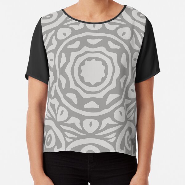 Grey Elegant Floral Abstract Mandala Chiffon Top