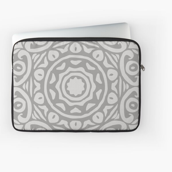 Grey Elegant Floral Abstract Mandala Laptop Sleeve