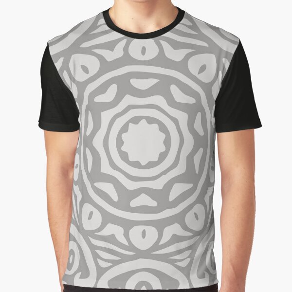 Grey Elegant Floral Abstract Mandala Graphic T-Shirt
