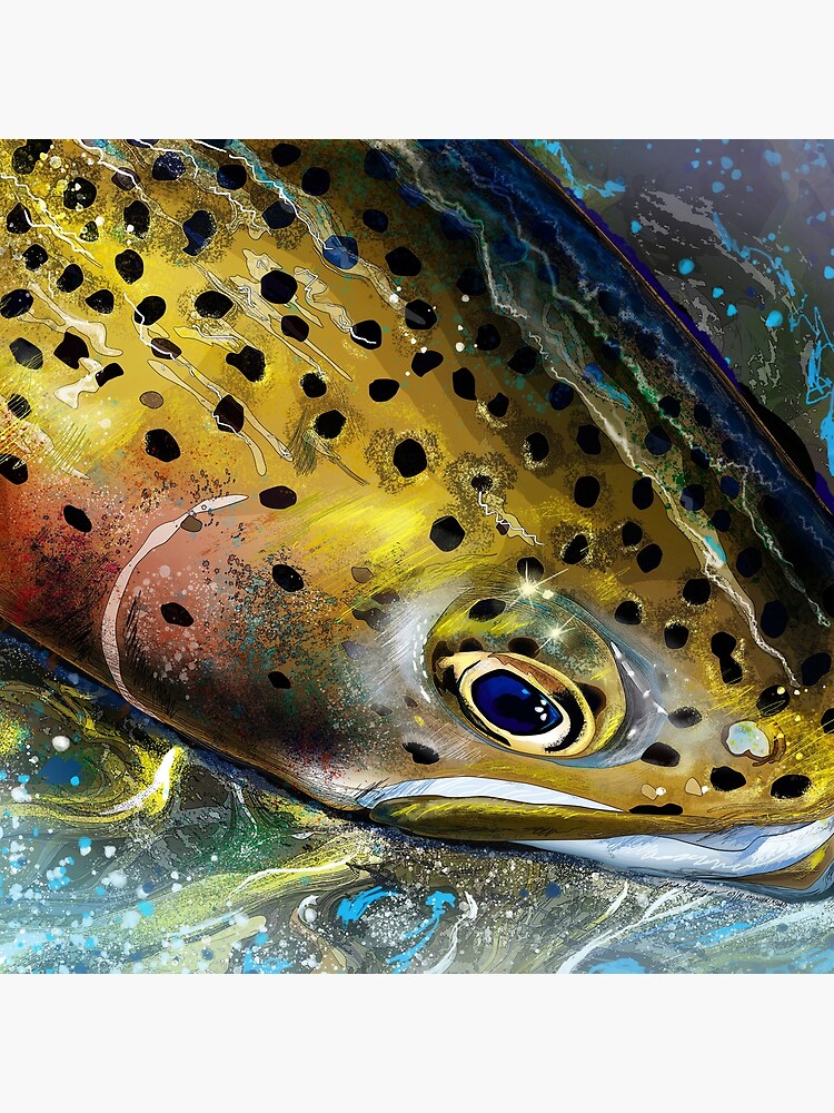 Mountain Streams Rainbow Trout Head Painting Metal Print for Sale