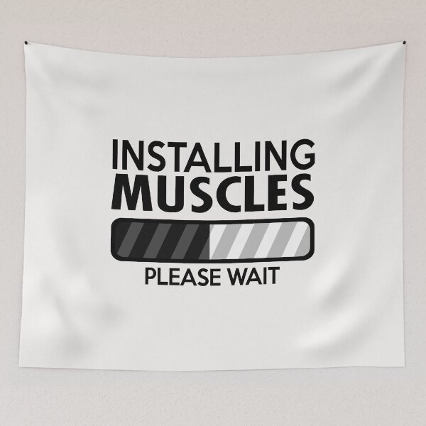 Item preview, Funny Gym Fitness design - Installing Muscles - Workout Humor designed and sold by DNH Threads.