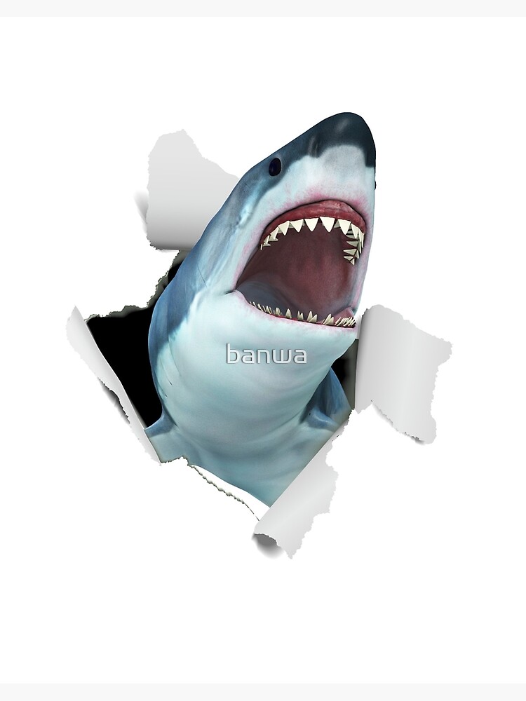 Vegan Great White Shark With Human Teeth Clock for Sale by banwa