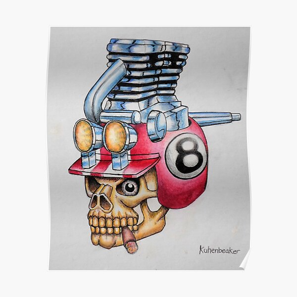 &ldquo;Moto Skull 2&rdquo; Poster for Sale by jasun100 | Redbubble