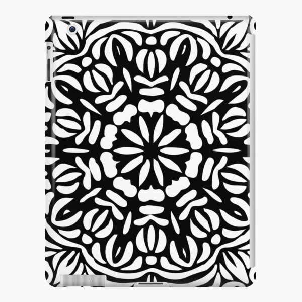 Black & White Abstract Floral Frill Mandala iPad Snap Case
