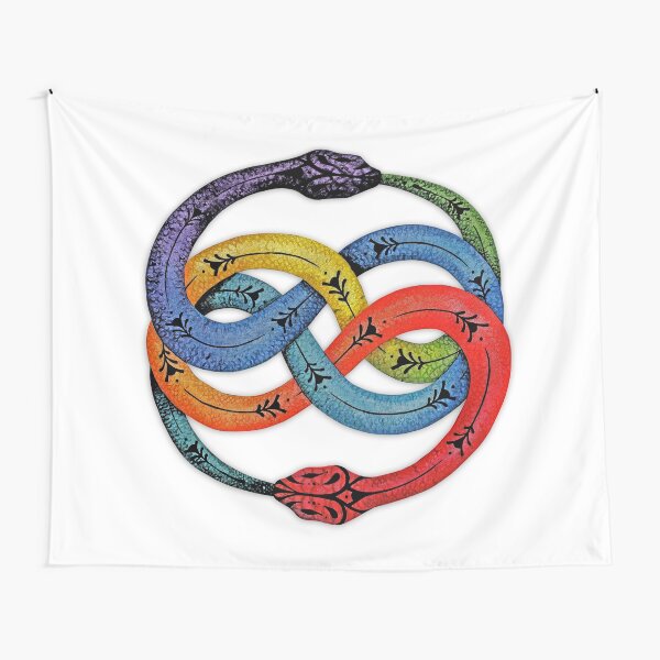 Ouroboros with Chakras Colors Tapestry