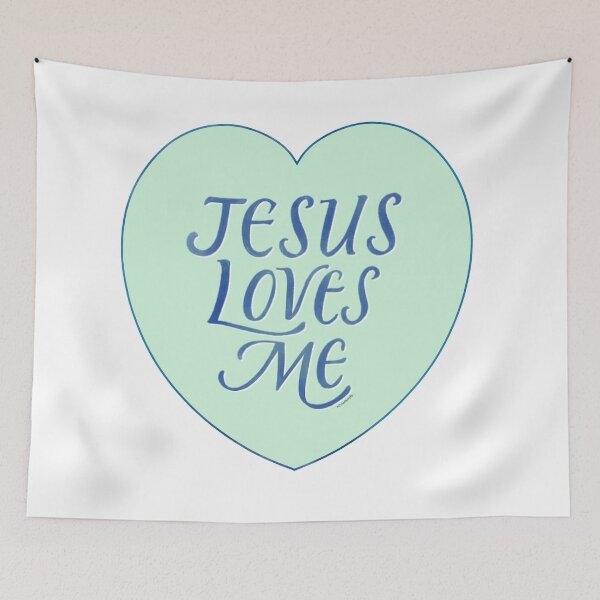 Item preview, Jesus Loves Me | Christian Quote | Teal designed and sold by KJVCalligraphy.