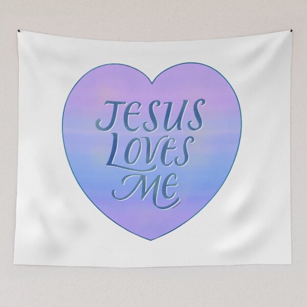 Item preview, Jesus Loves Me | Christian Quote | Purple-Blue Gradient designed and sold by KJVCalligraphy.