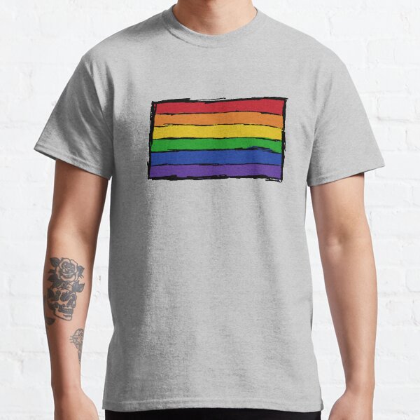 Minimalist Pride Flag Ink Drawing Classic T-Shirt