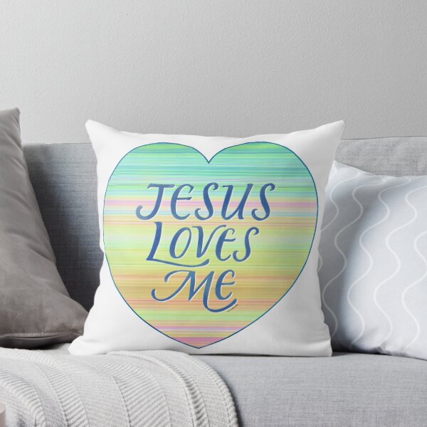 Item preview, Jesus Loves Me | Christian Quote | Multicolor Stripe designed and sold by KJVCalligraphy.