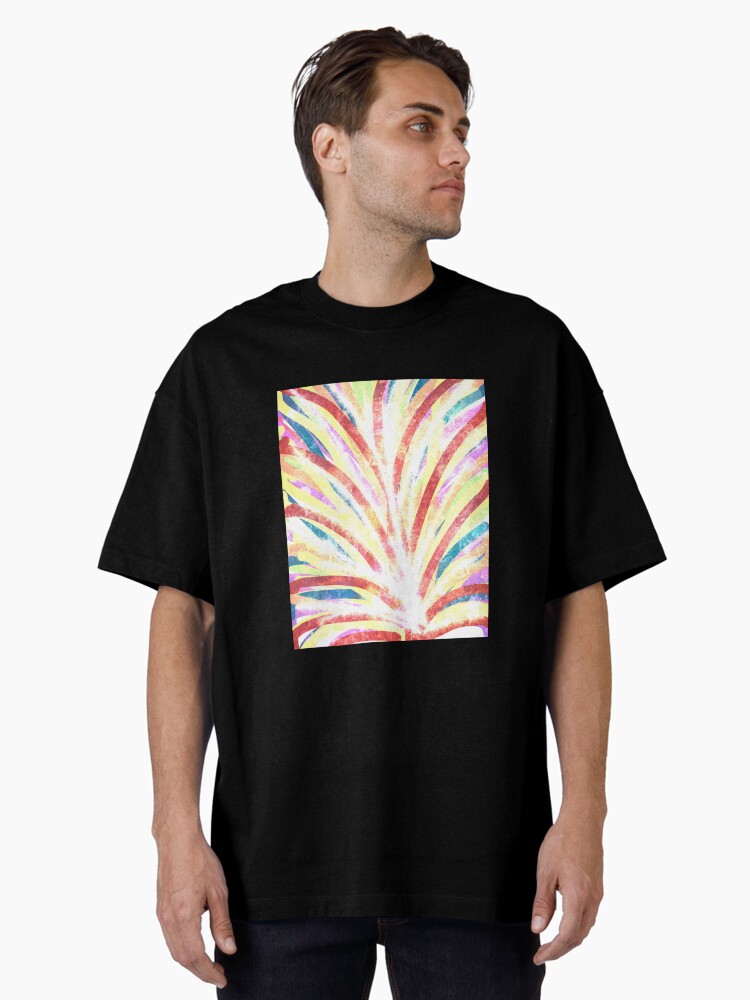 Thumbnail 1 of 7, Oversized T-Shirt, The Fountain - Striped Abstract Drawn Digital Art designed and sold by OneDayArt.