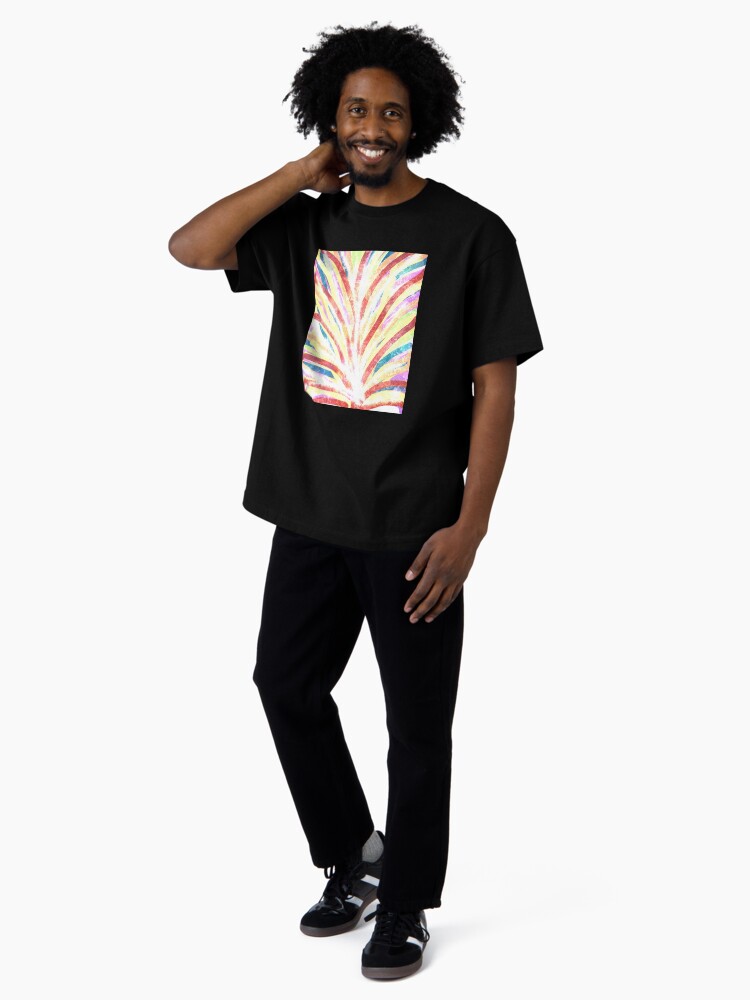 Thumbnail 4 of 7, Oversized T-Shirt, The Fountain - Striped Abstract Drawn Digital Art designed and sold by OneDayArt.