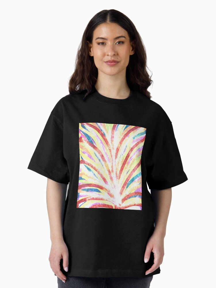 Thumbnail 2 of 7, Oversized T-Shirt, The Fountain - Striped Abstract Drawn Digital Art designed and sold by OneDayArt.
