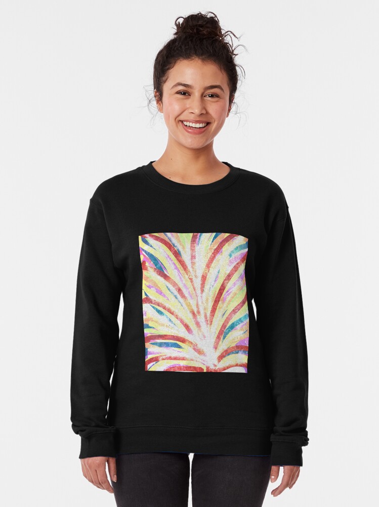 Alternate view of The Fountain - Striped Abstract Drawn Digital Art Pullover Sweatshirt