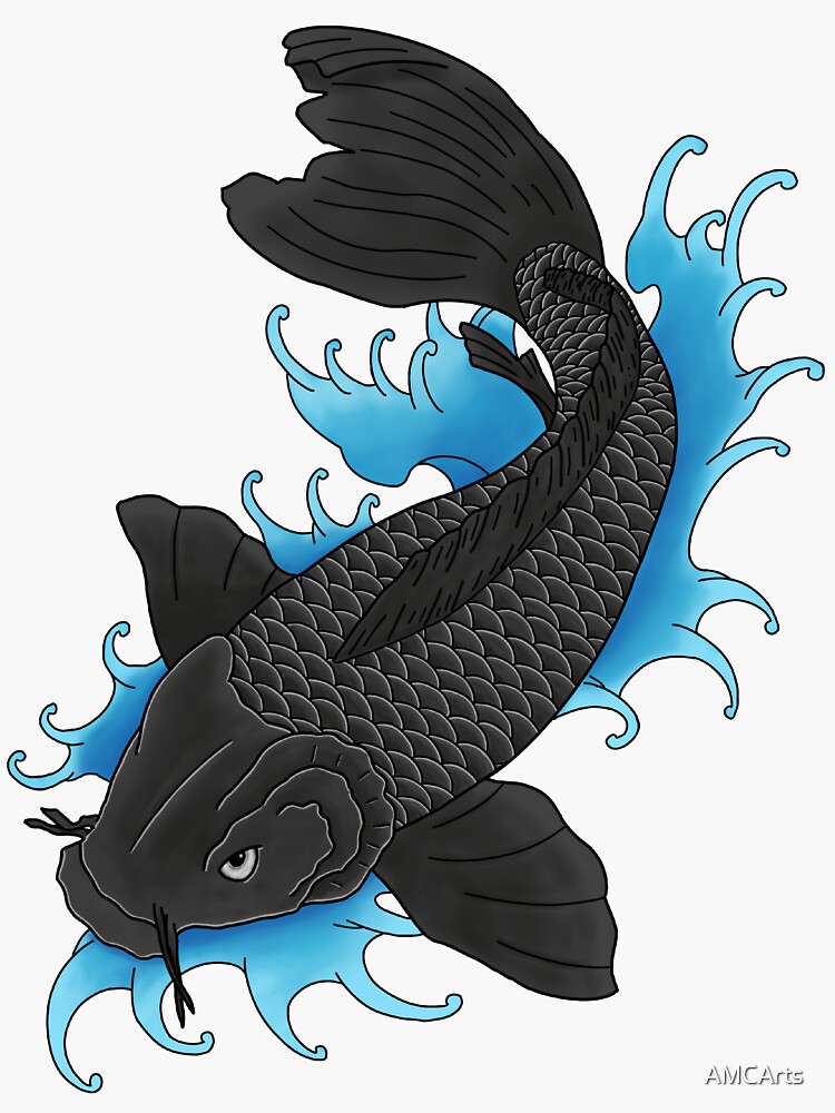 Thumbnail 3 of 3, Sticker, Japanese traditional koi designed and sold by AMCArts.