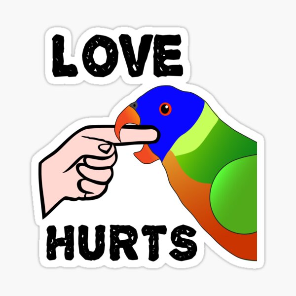 Love Hurts Lorikeet Parrot Biting Sticker