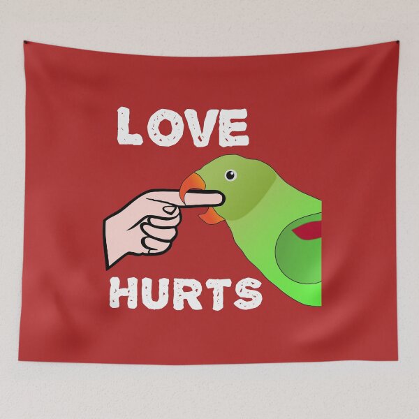 Item preview, Love Hurts Indian Ringneck Parrot Biting designed and sold by einsteinparrot.