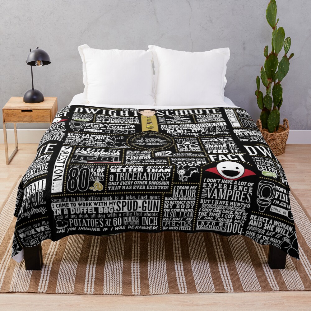 The Wise Words of Dwight Schrute (Dark Tee) Throw Blanket
