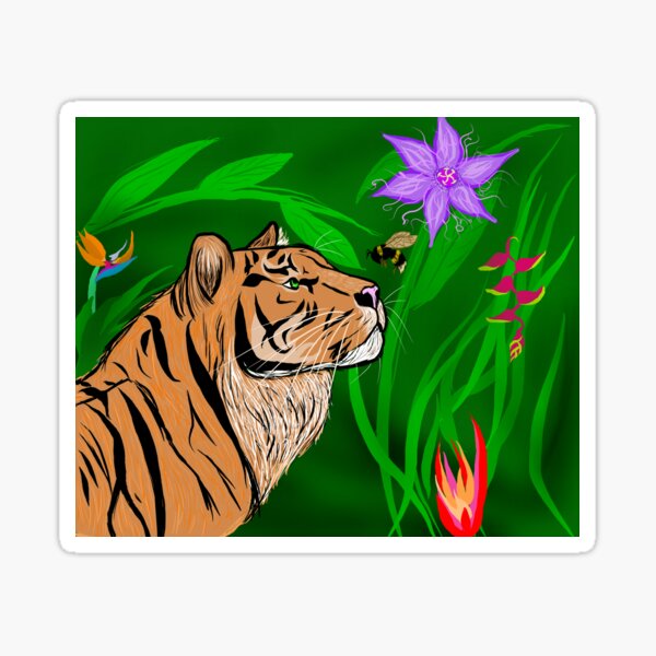 Vista previa del artículo con la obra «Tigre con Abeja», diseñado y vendido por Insomniac-Tiger.