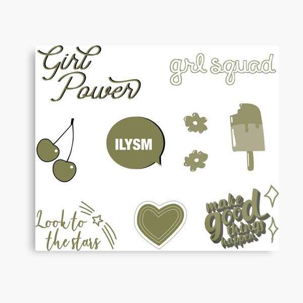 "Olive Green Sticker Pack - collection of hand drawn images and text ...