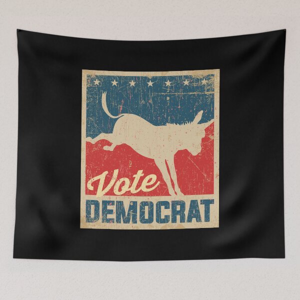 Item preview, Vote Democrat Kicking Donkey Vintage Poster design designed and sold by walrusindustrie.