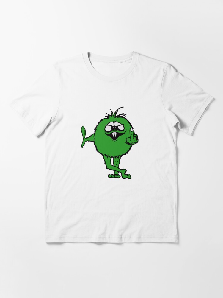 T-shirt that has a green bird wearing a black hat