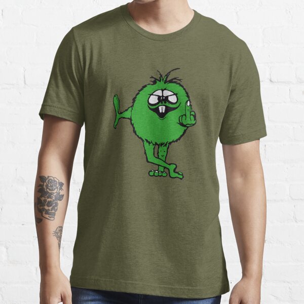 T-shirt that has a green bird wearing a black hat