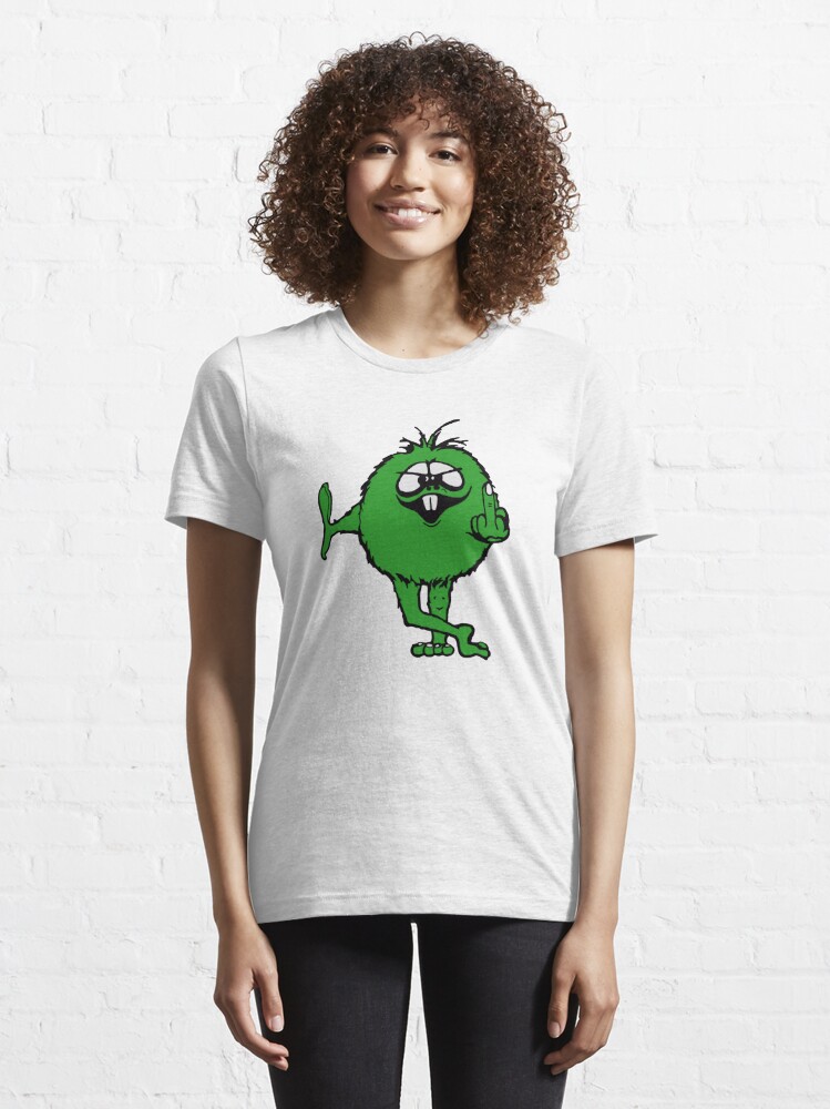 T-shirt that has a green bird wearing a black hat