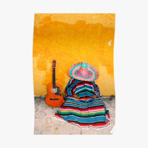 Siesta - hombre mexicano que tiene una siesta bajo su sombrero Póster