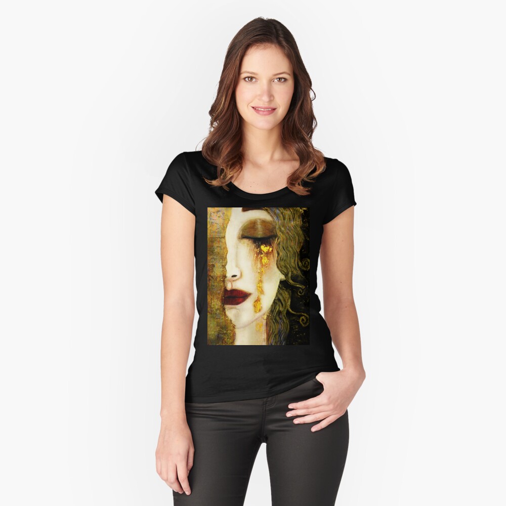 Gustav Klimt, Golden Tears, Freyas Fitted Scoop T-Shirt