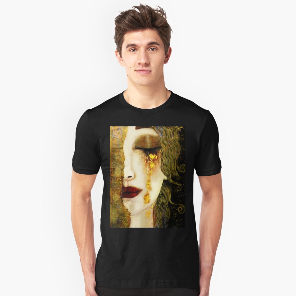 Gustav Klimt, Golden Tears, Freyas Slim Fit T-Shirt