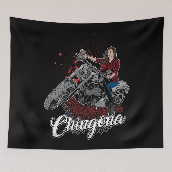 Item preview, Chingona Chula Biker Latina Motorcycle Roses  designed and sold by lamonarcallc.