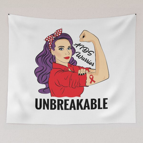 Item preview, AIDS HIV Awareness Warrior Unbreakable Support Survivor designed and sold by ZNOVANNA.