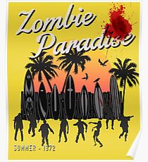 Zombie Apocalypse Paradise Endless Undead Summer Geek Surf Artwork For Prints Shirts Bags Poster
