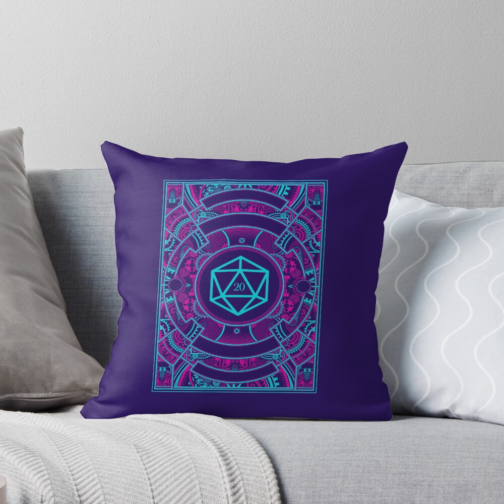 Futuristic Neon Noir Tabletop RPG D20 Dice Tapestry