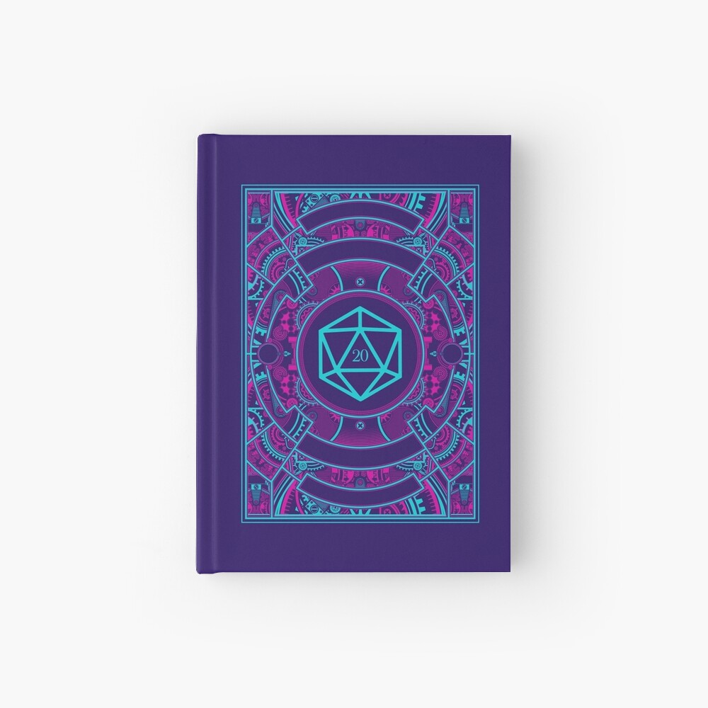 Futuristic Neon Noir Tabletop RPG D20 Dice Hardcover Journal