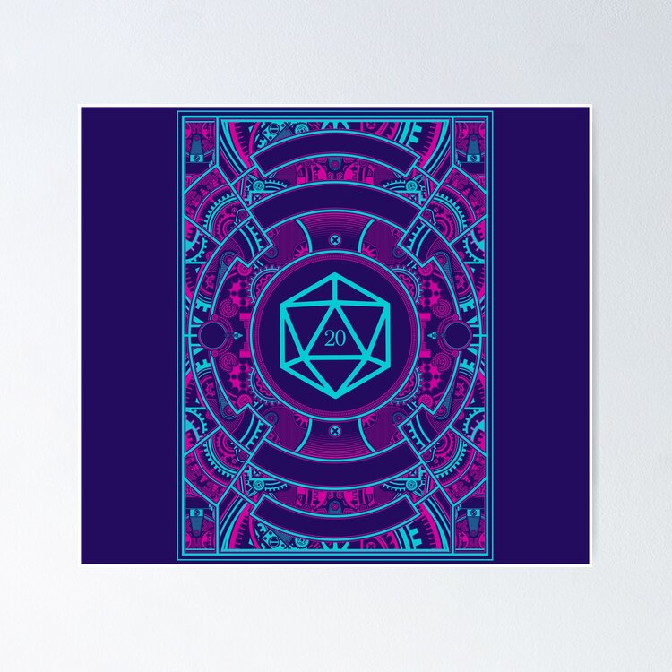 Futuristic Neon Noir Tabletop RPG D20 Dice Tapestry