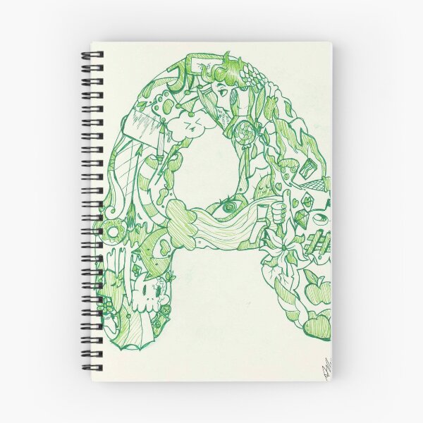 Item preview, "A" Doodle art green designed and sold by UnicornDaya.