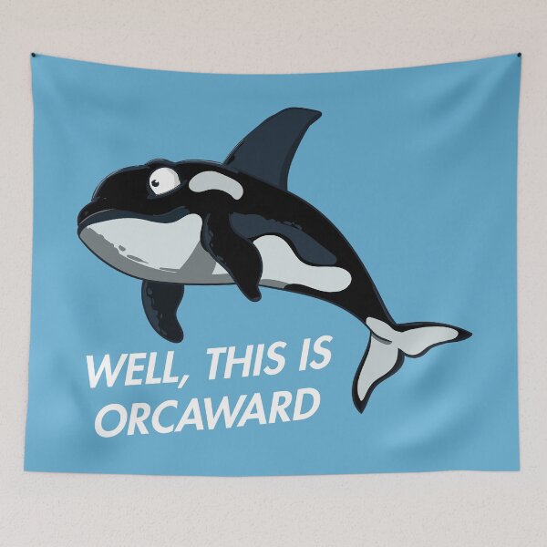 Item preview, Funny Orca wall clock design designed and sold by emphatic.
